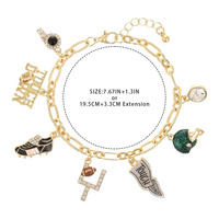 Bracelet de football pour femme, bracelet plaqué or sportif, bracelet à breloques pour le jour du match, avec chaussures et casques, bijoux pour les fans