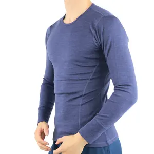 Fit Mens Custom Long Sleeve Moisture Tights Garments Tee T-Shirts 130g 100% Merino Wool Jumpers R-shirts for Men