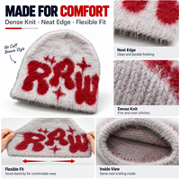 Bonnet en tricot jacquard Y2K personnalisé avec logo, broderie 3D, motif crâne Mea Culpa, doux et chaud pour l'hiver