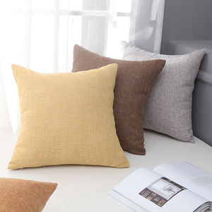 Cojín decorativo Dea de color liso en algodón y lino, 45x45cm, estilo chino moderno, cojín lumbar para sofá, cama, respaldo de silla, con relleno. - Product Image 4