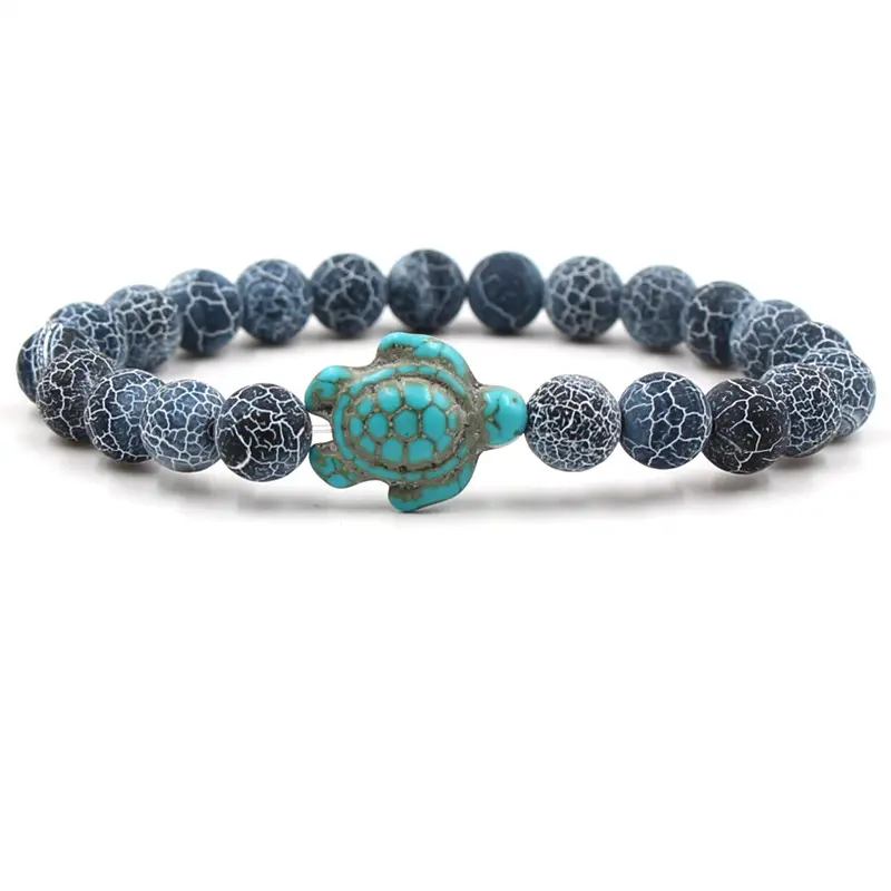 Summer style turtle bead bracelet ladies men's classic 14 color natural stone elastic friendship bracelet beach accessories