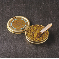 Échantillon gratuit Boîte ronde en métal de qualité alimentaire Boîte d'emballage en fer blanc de caviar Boîte de conserve de haute qualité 30g 50g 125g 250g Boîtes de caviar sous vide en or