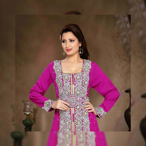 Kaftan islámico marroquí moderno para mujer Vestido de playa largo hasta el suelo con mangas largas transpirables ODM Supply - Product Image 1