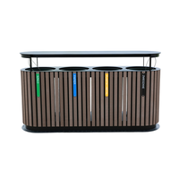 Poubelle extérieure robuste en bois composite pour rues, parcs, collectes de déchets, poubelle publique, poubelle commerciale, poubelle de recyclage