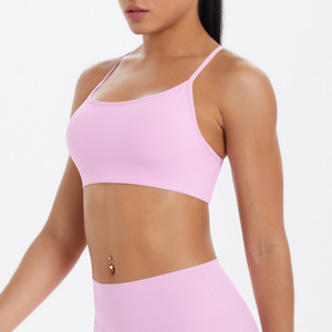 Wholesale Women Thin Strap Criss <b>Cross</b> Back Yoga Bra Backless Padded Shockproof Pilates Sports Bra Gym Workout Running Crop <b>Top</b> - Product Image 1