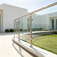 Poteau de balustrade en verre en acier inoxydable brossé poli sur mesure, pour escalier moderne, villa, balcon, garde-corps extérieur en verre