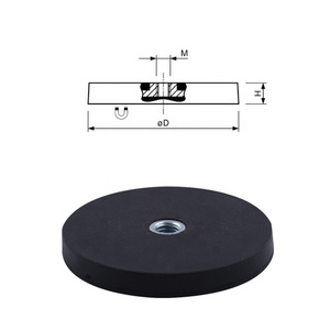 Imán de Neodimio N52 Personalizado D22 D88 con Rosca Interna, Fabricado en China, <span class=keywords><strong>Potente</strong></span>, Recubierto de Goma Negra, <span class=keywords><strong>Pequeño</strong></span>, Redondo, Tipo Copa - Product Image 1