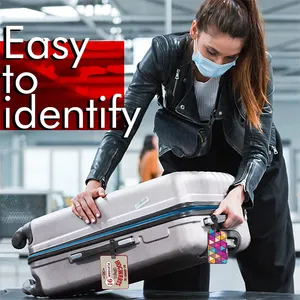 Étiquette d'identification de bagage de couleur vive, conception personnalisée, accessoires de voyage de vol, étiquette d'identification de bagage en silicone étanche