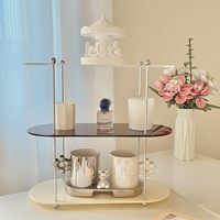 Support de rangement de bureau en verre à 3 niveaux pour tasses, présentoir décoratif pour cosmétiques et parfums