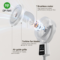 Ventilateur sur Pied Rechargeable à Panneau Solaire avec Lumière LED 7 Pouces, Télécommande et Sortie Multi-fonctions