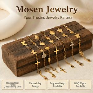 Mosen Schmuck Trendiges Edelstahl-Armband <span class=keywords><strong>Gold</strong></span> Schmetterling Kreuz Herz Muschel Charm-Armband Sommer Strand Schmuck Frauen Geschenk - Product Image 1