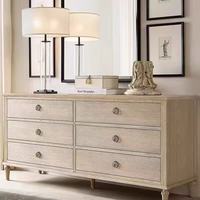 Commode haute à 6 tiroirs en bois massif de chêne Rh, style traditionnel, avec rangement, fabriquée en Chine