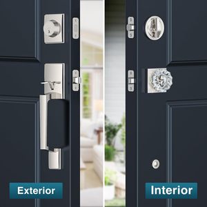 Calzibeno Brushed Nickel Front <b>Door</b> Handle And Deadbolt Set With Crystal Glass <b>Knob</b> Anti Theft Exterior <b>Door</b> Lock - Product Image 2