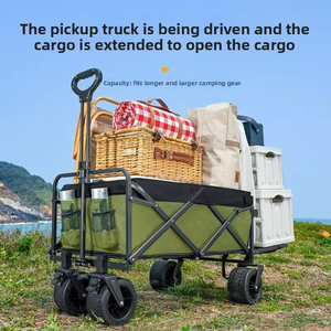 Wholesale Camping Trolley Outdoor Folding Extra Large Hand Push <b>Cart</b> Small Trolley Picnic <b>Cart</b> Rear Opening Extended Wagon - Product Image 4
