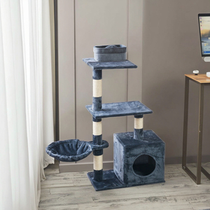 Modern Large <b>Cat</b> Tree Tower with Wooden Scratcher Wool and Sisal Shelves Indoor Climbing House for <b>Cats</b> Meow Love Product - Product Image 4
