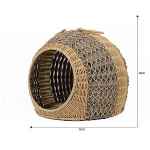 Portable home pet <b>bed</b>, hand-woven cat <b>bed</b> with color-weaving technique, suitable for all seasons, round cat <b>bed</b> for small dogs. - Product Image 1