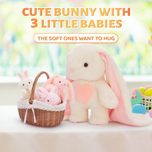 مجموعة ألعاب حيوانات قطيفة على شكل أرنب طويل الأذنين 4 في 1 قابلة للتخصيص للأطفال، هدية مثالية لتزيين غرفة النوم وحضانة الأطفال ومساعدة النوم في عيد الفصح - Product Image 2