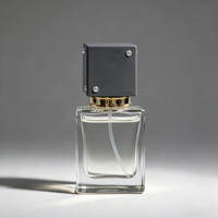 Flacon de parfum carré en verre de luxe personnalisé 30 ml avec bouchon à vis, bouchons en plastique, emballage estampé à chaud