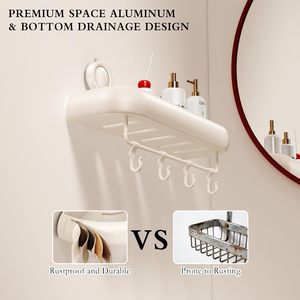 Étagère de rangement pour salle de bain, étagère murale pour toilettes et lavabo, sans perçage, panier d'angle pour salle de bain - Product Image 2