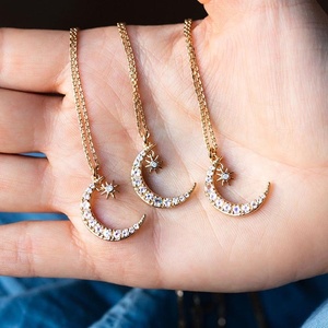 Nuova <span class=keywords><strong>Collana</strong></span> Choker dal Design Elegante 2026 con Ciondolo a Stella e <span class=keywords><strong>Luna</strong></span> in <span class=keywords><strong>Argento</strong></span> Sterling 925 per Donne - Product Image 1