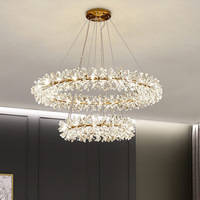 Lustre de table à manger en cristal personnalisé de luxe, luminaire suspendu circulaire moderne à LED pour salle à manger