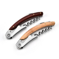 Ouvre-bouteille en bois gravé au laser avec logo personnalisé, tire-bouchon multifonction, coffret cadeau, vente en gros