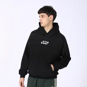 Venta al por mayor personalizado pesado bordado hombres sudaderas con capucha de invierno grueso polar sudaderas y sudaderas