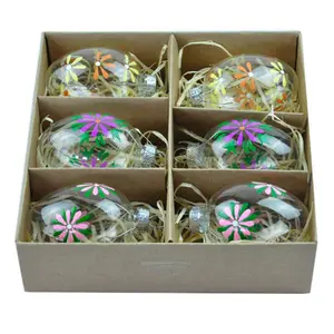 Wholesale clear artificial hand painted blown glass easter eggs for sale