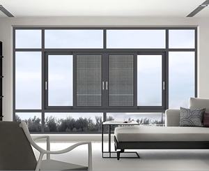 צרפתית דלת בסגנון אלומיניום 2 לוח הזזה חלונות צרפתי גוונים שחור מתכת מזוגג כפול עם קצה צבע קשת - Product Image 3