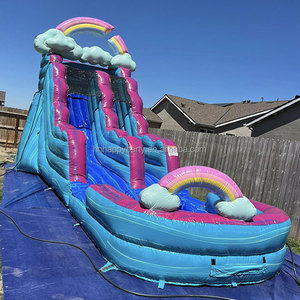 Glissière d'eau gonflable de 26 pieds Toboggan aquatique gonflable en PVC Toboggans arc-en-ciel extérieurs Commercia Moon Jumps Big Inflatable Waterslides - Product Image 4