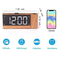 Dual Alarm LED-Anzeige Digitales PLL FM-Radio 1,8 Zoll Modernes Design Schreibtisch-und Tisch uhr mit Snooze-Funktion und Kunststoff projektor