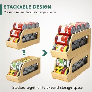 Wooden Storage <b>Rack</b> For Canned Food <b>Kitchen</b> Organizer Desktop Standing Type Multifunctional Food Holder - Product Image 4