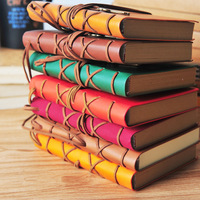 Carnet à spirales vintage en cuir PU, 160 pages, coloré, avec breloques