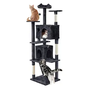 Bunnyhi MPJ002 Pet Supplies Furniture Activity Center With Scratching Posts Stand House Condo Indoor Climbing Activity Cat Tree