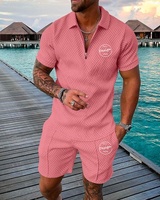 Vente en gros de vêtements de golf, ensemble polo et short à fermeture éclair pour hommes, ensembles de survêtements pour hommes personnalisés de haute qualité, ensembles pour hommes avec logo sérigraphié en soie