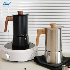 Aço inoxidável 18/8 cafeteira moka pot mocha pot indução de calor disponível aço oco alça