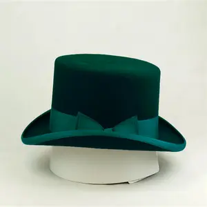 Custom 100% Australia Wool Felt Fedora Magician Top Hat Jazz Cap Masquerade Party Flat Top Hats