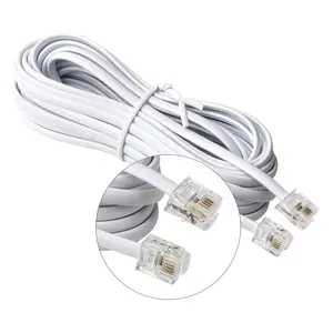 Câble plat UL20251 28AWG 4 conducteurs PVC blanc avec prises modulaires 6P4C L = 3M
