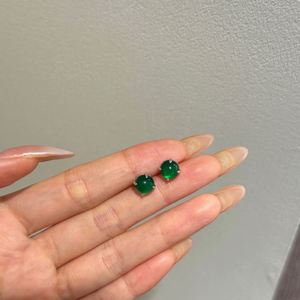 Boucles d'oreilles clous en argent S925 Dylam Elegance Design, forme cercle, jade vert, pour accessoires de tenue quotidienne - Product Image 3