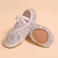 Zapatillas de Ballet Suaves para Niñas Pequeñas, Zapatos de Baile con Brillantina, Suela Partida, Pantuflas Infantiles con Bandas Elásticas Cruzadas para Actuaciones en Escenario