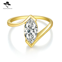 Bagues Moissanite Oeil de Cheval en Argent Sterling 925 Simple Personnalisé Plaqué Or 18K Dames Usage Quotidien Fine Jewelry Taille 5*10