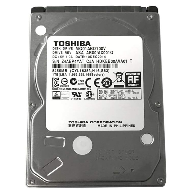 MQ01ABD100V 1TB 5400RPM 8MB Cache SATA 3.0Gb/s 2.5 Inch Notebook Hard Drive