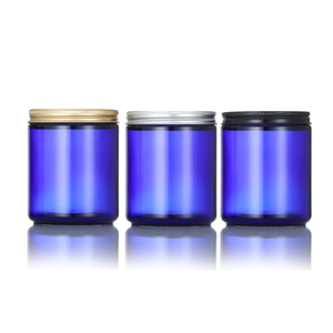 Màu Xanh Hổ Phách Trong Suốt 250Ml 8Oz Vòng Lọ Thủy Tinh Cho Nến Với Vàng Sliver Nắp Cơ Thể Bơ Kem Container - Product Image 6