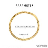 Collier chaîne de montre géométrique tendance en acier inoxydable plaqué or 18 carats PVD 10 mm pour hommes et femmes