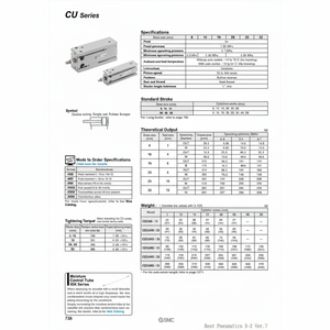 Pièces pneumatiques CU20-50D de modèle de cylindre de bâti libre de SMC Pneumatics - Product Image 1