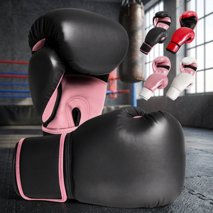 Gants de boxe en cuir respirants et anti-humidité 8oz à lacets pour hommes et femmes, pour le kickboxing, le MMA, la boxe sur sac et l'entraînement de combat - Product Image 3