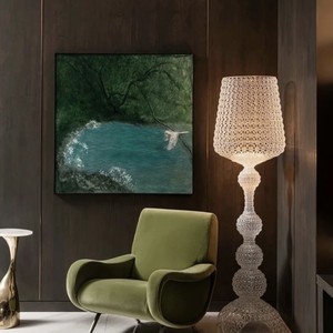 Lámpara de Pie LED de Metal con Malla Tejida Estilo Vintage, Lámpara de Diseño Retro para Sala de Estar o Villa - Product Image 6