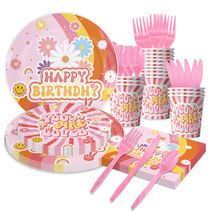 Hippie Two groovy bohémien party decorazione fornisce set di stoviglie per palloncini di carta - Product Image 3