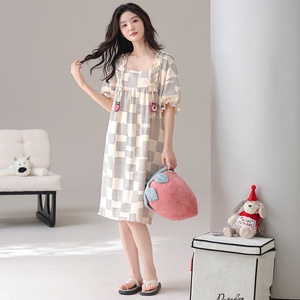 Pijamas de Pareja de Verano, Algodón Puro, Manga Corta, Pantalones Cortos, Nuevo Estilo 2025, Camisón Dulce para Mujer, Ropa de Dormir para <span class=keywords><strong>Hombre</strong></span> - Product Image 6