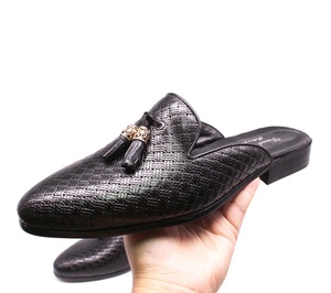 Mules décontractées pour hommes en cuir véritable à pampilles, style demi-loafers, pour l'extérieur - Product Image 4